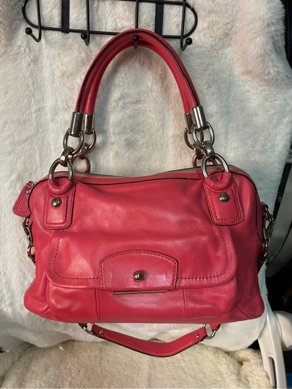 Coach Pink Leather Kristin Shoulder Bag with Silver Hardware
